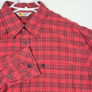 Vintage Carhartt Rugged Outdoor‎ Wear Men's Size Large Plaid Denny Shirt Button